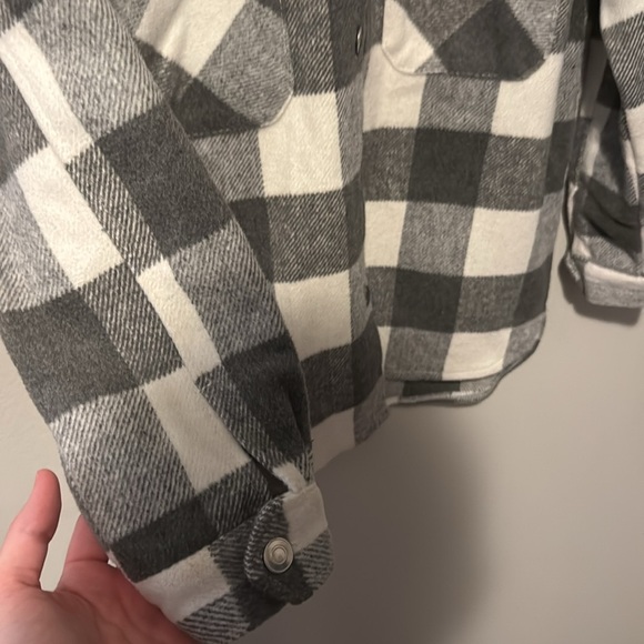 BB DAKOTA Buffalo Plaid Jacket Womens Sm Oversized Buttons Pockets Soft EUC - Picture 5 of 9